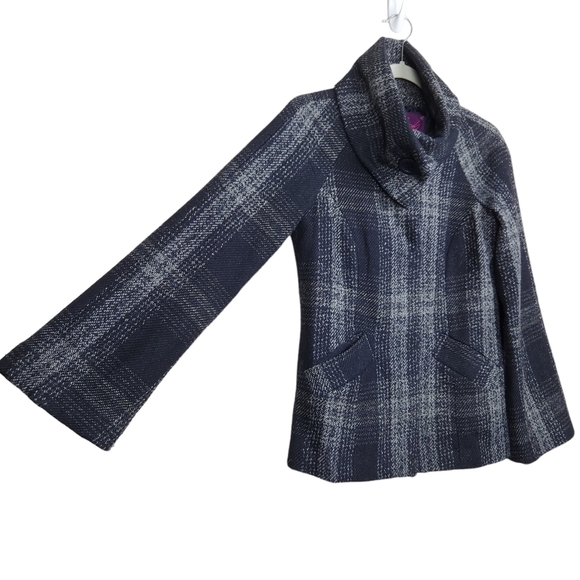 Jack by BB Dakota High Collar Wool Blend Plaid Coat Jacket Women's Size Small - Picture 2 of 7